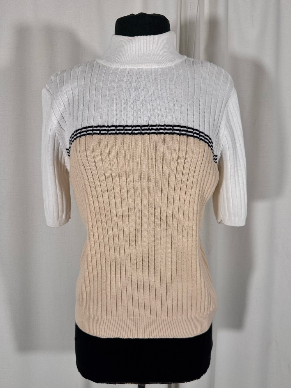 Jeanne Pierre Ribbed Knit Mock Neck Top